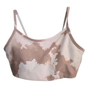 Sage Collective Women Tan White Tie Dye Sports Bra Small
